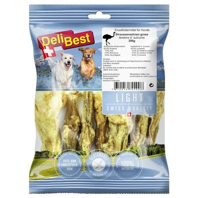 DeliBest Light Tendones De Avestruz Para Perros